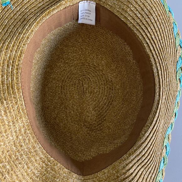 Womens Braided Straw Cloche Sun Hat Beachy Boho Woven One Size 57cm - Picture 5 of 8